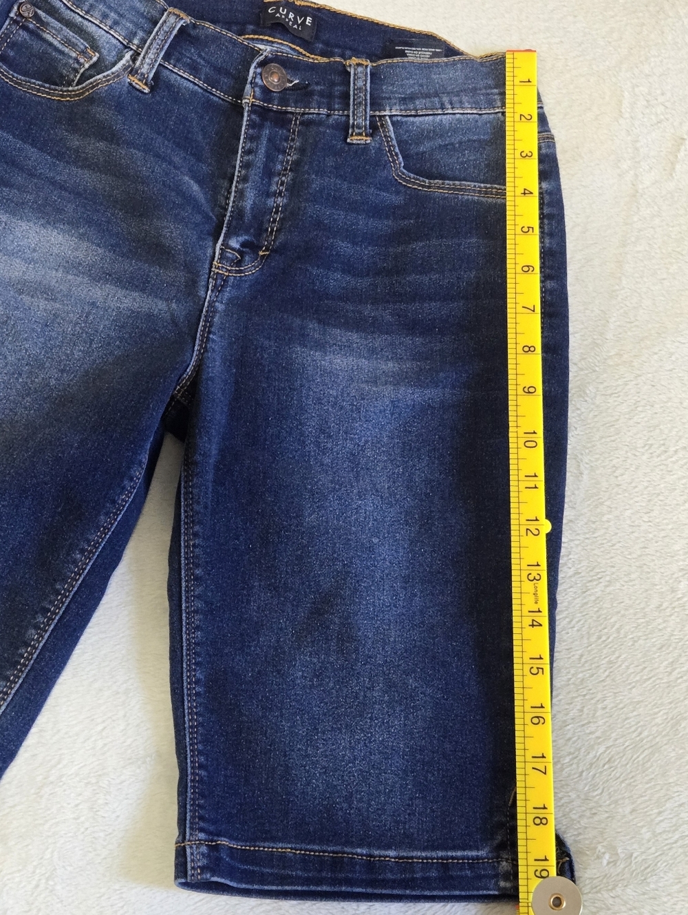 Curve Appeal Bermuda Shorts, High-Rise, Dark Wash, 5-Pocket Design-Size 4/27 - Picture 8 of 13